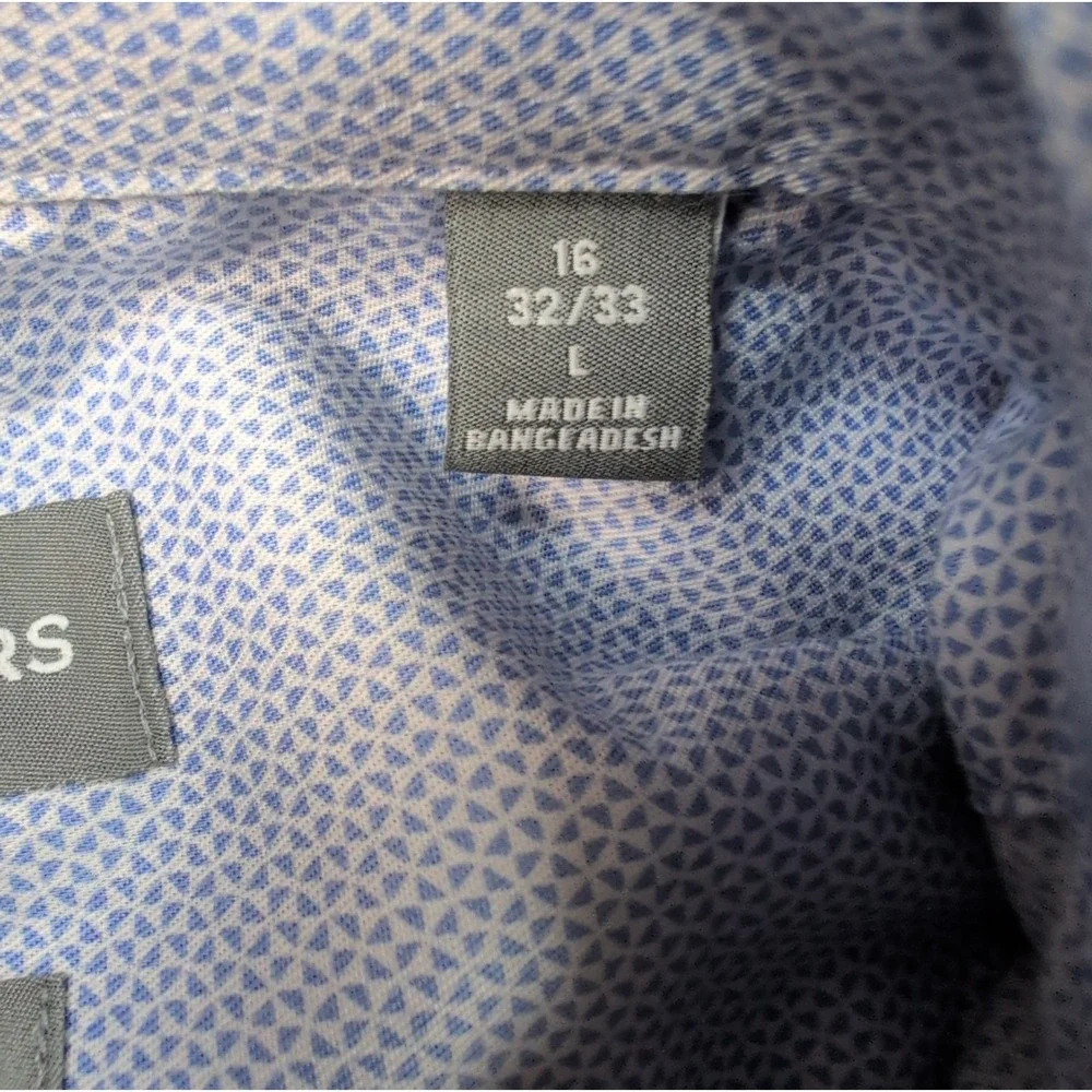 Michael Kors Shirt Mens L Blue Slim Fit Casual Preppy 32 33 Button Up 16